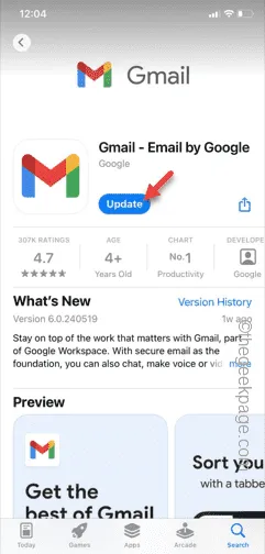 Gmail aktualisieren, neue min