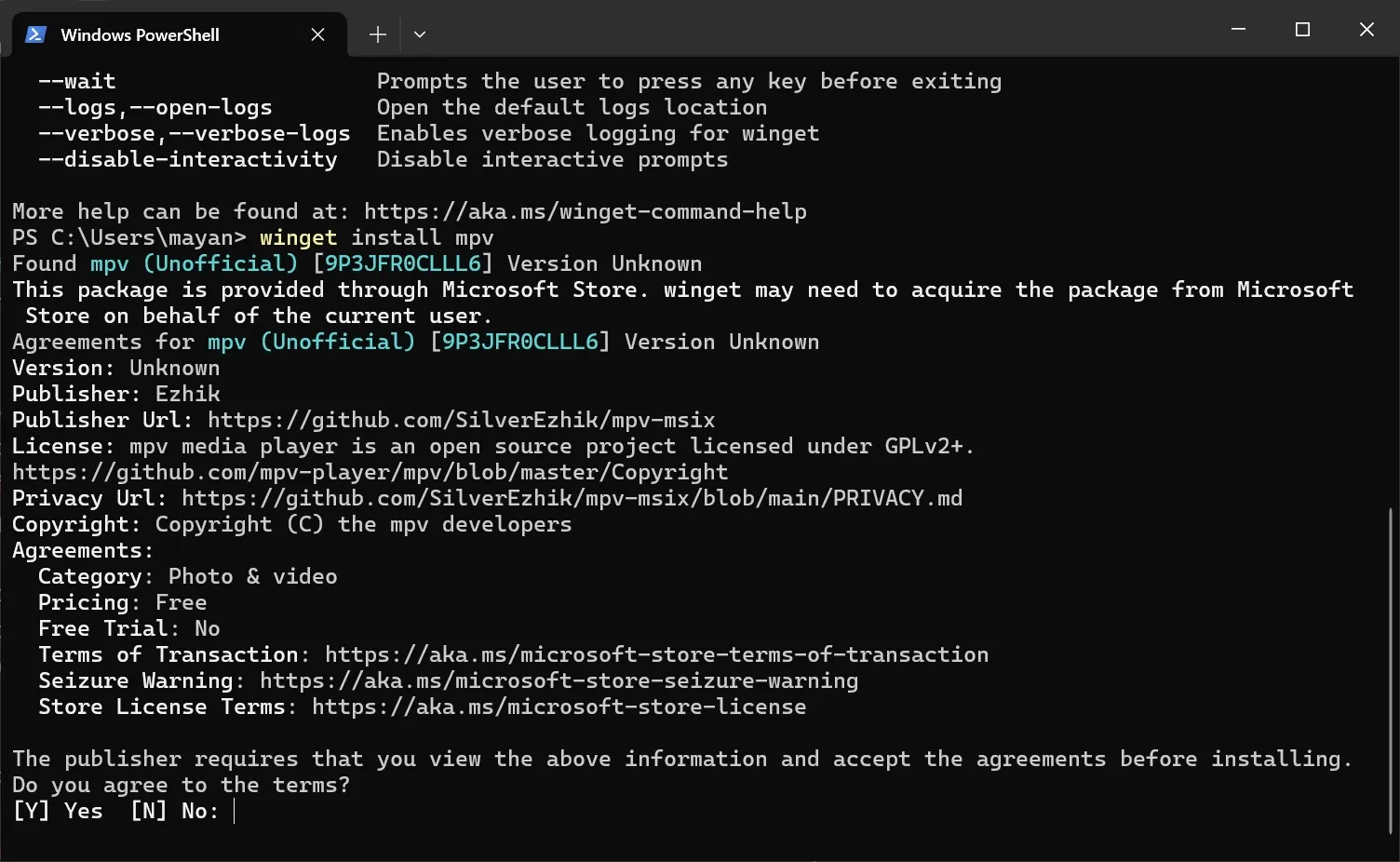 Usando Winget para instalar paquetes en Windows 11