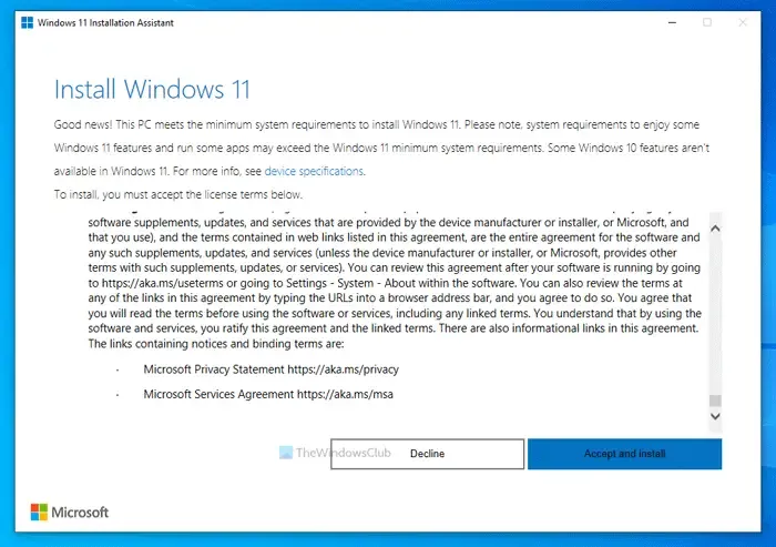 So verwenden Sie den Windows 11-Installationsassistenten zur Installation von Windows 11