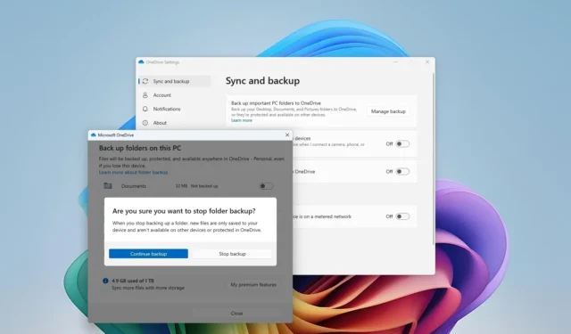 Windows 11 で OneDrive の自動フォルダー バックアップを無効にする方法