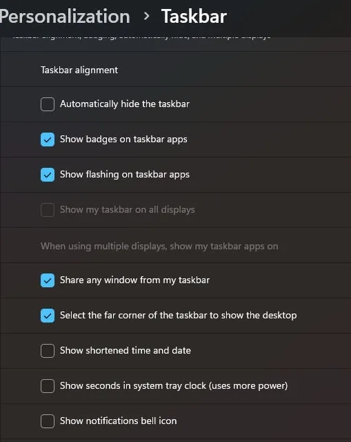 Barra de tareas de Windows 11 para eliminar el icono de campana de notificación