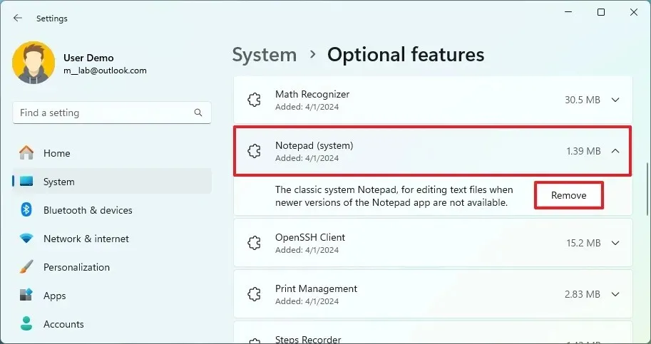 Desinstalar aplicaciones opcionales en Windows 11
