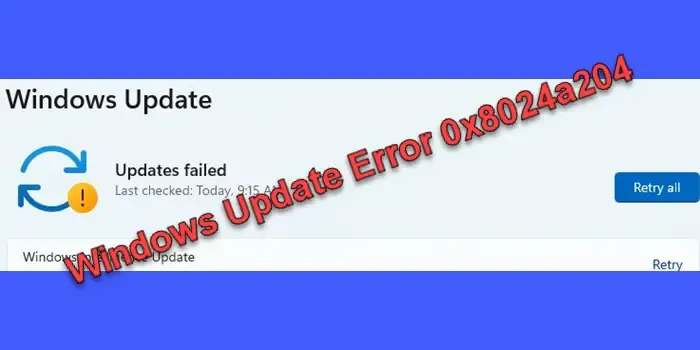 Errore di Windows Update 0x8024a204