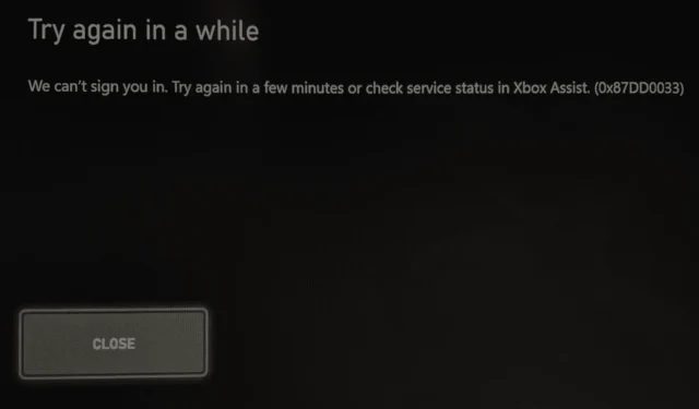 Código de error 0x87DD0033 de Xbox [Resuelto]
