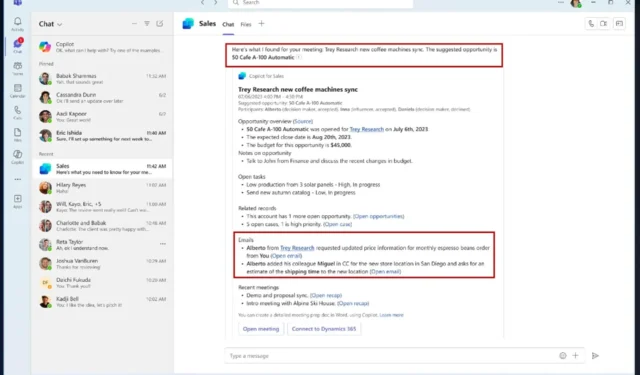 Microsoft apporte de nouvelles fonctionnalités à Copilot for Sales, notamment le partage d’informations Outlook vers Teams
