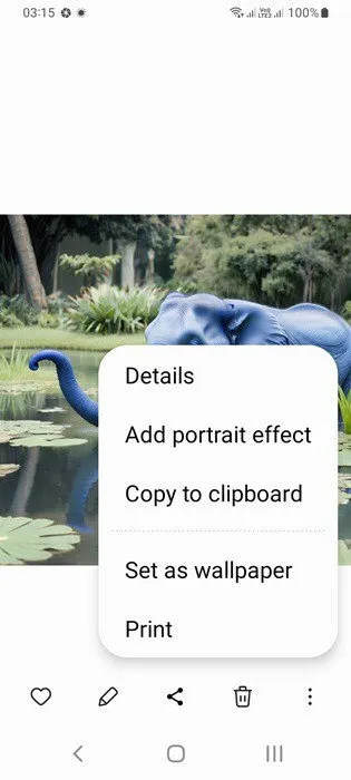 Utilizzo del generatore di immagini AI di Gencraft per salvare uno sfondo sul telefono Android.