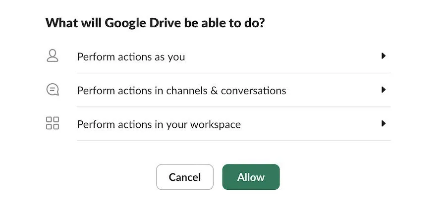 Slack die Integration von Google Drive gestatten