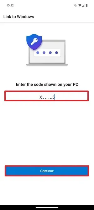 Code de confirmation de connexion du téléphone Android