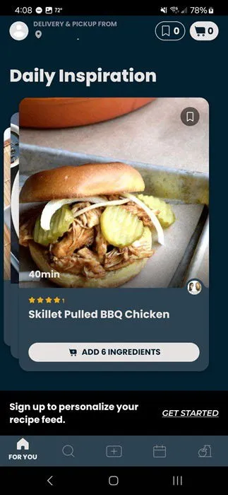 SideChef 앱에서 매일의 요리법을 봅니다.