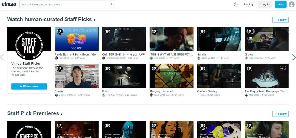 Bekijk de keuzes van medewerkers op Vimeo, een van de beste YouTube-alternatieven.