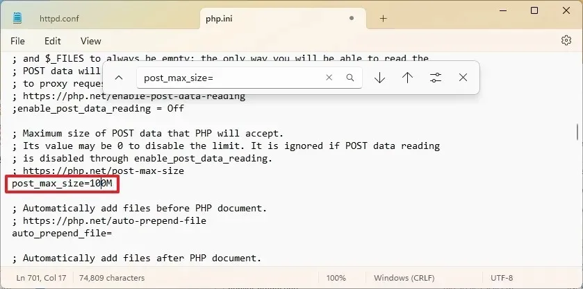 PHPMyAdmin augmente la taille de téléchargement
