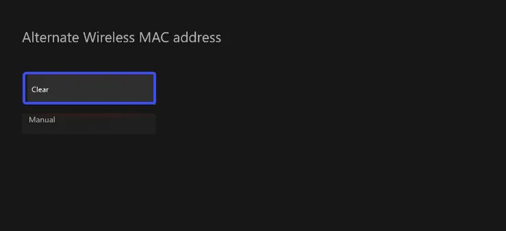 wyczyść alternatywny adres mac xbox
