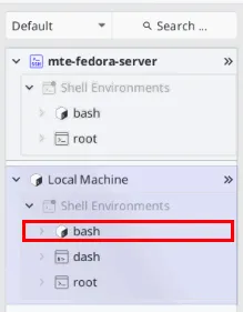 Zrzut ekranu przedstawiający sesję powłoki Bash na komputerze lokalnym.