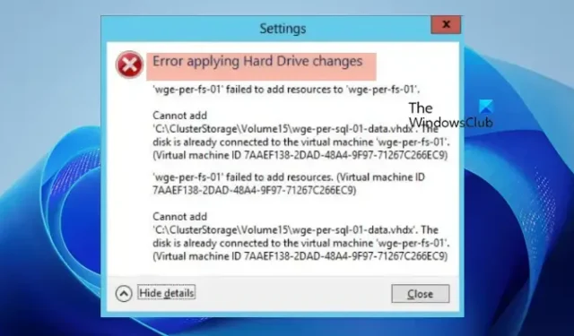 Error al aplicar cambios en el disco duro en Hyper-V [Solución]