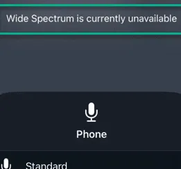 현재 iPhone에서는 Wide spectrum을 사용할 수 없습니다. 수정