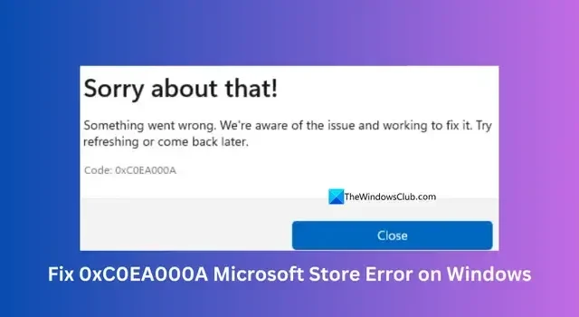 Beheben Sie den Microsoft Store-Fehler 0xC0EA000A unter Windows 11