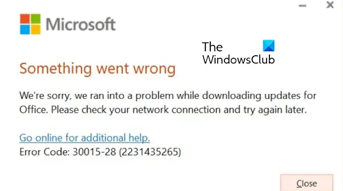 Correggi il codice di errore 30015-28 di Microsoft Office