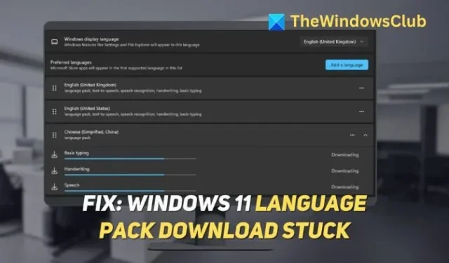 Windows 11 언어팩 다운로드가 중단됨