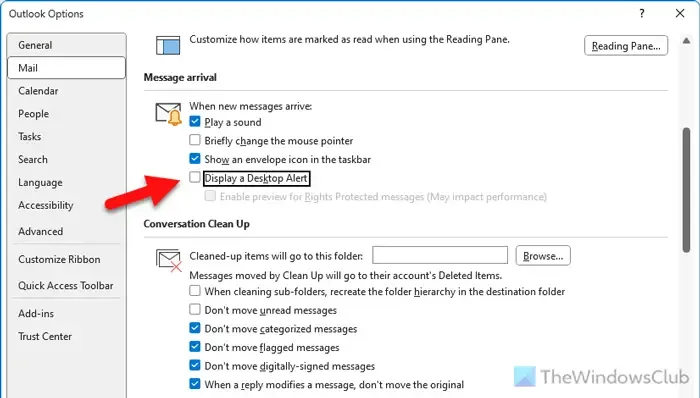 如何在 Outlook 中取得子資料夾的通知