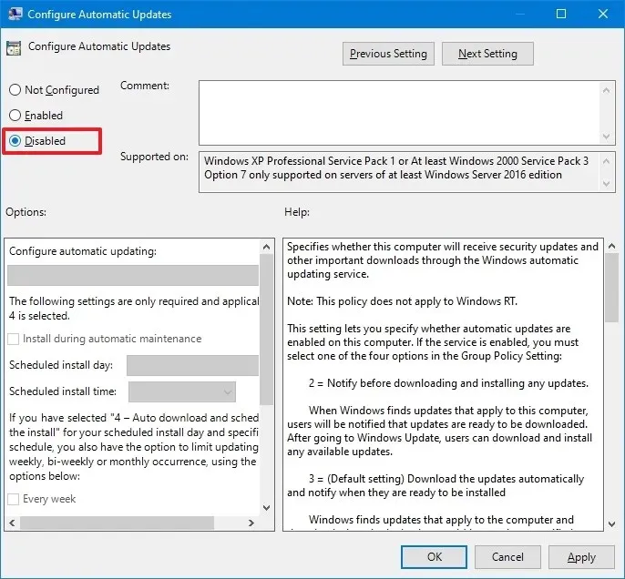 Deshabilitar actualizaciones automáticas en Windows 10