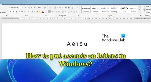 Windows에서 문자에 악센트를 넣는 방법은?