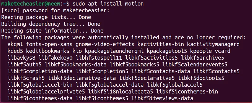 Installez Motion dans Ubuntu à partir de son référentiel officiel.