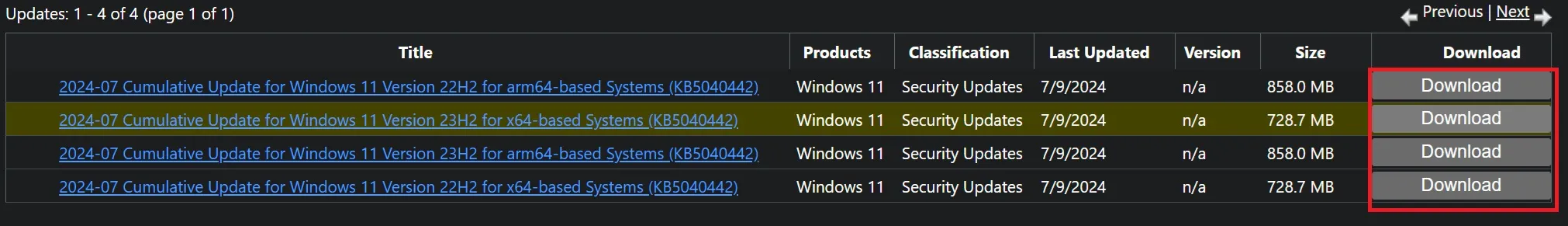 Naprawa problemów z instalacją KB5040442 przy użyciu katalogu