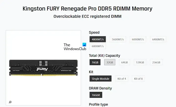 Mémoire RAM Kingston FURY Renegade Pro DDR5