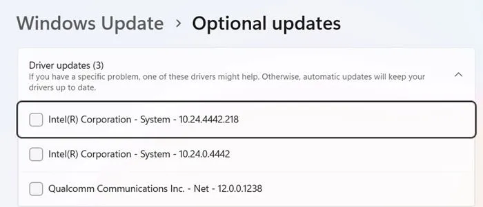 Installation des mises à jour facultatives dans Windows 11 pour juillet 2024.