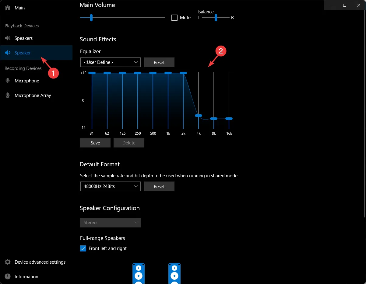 Control de audio Realtek: falta el ecualizador en Windows 11