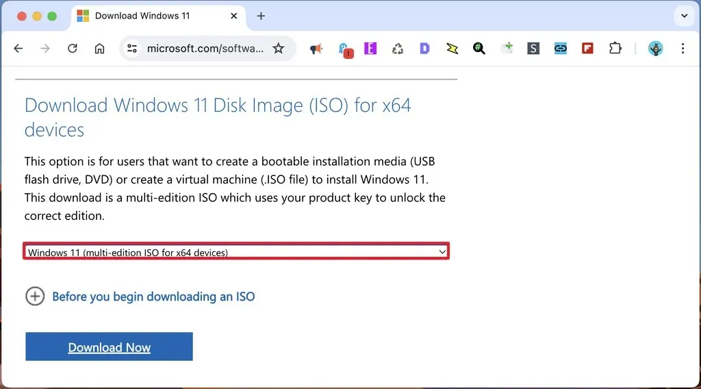 macOS での Windows 11 ISO のダウンロード