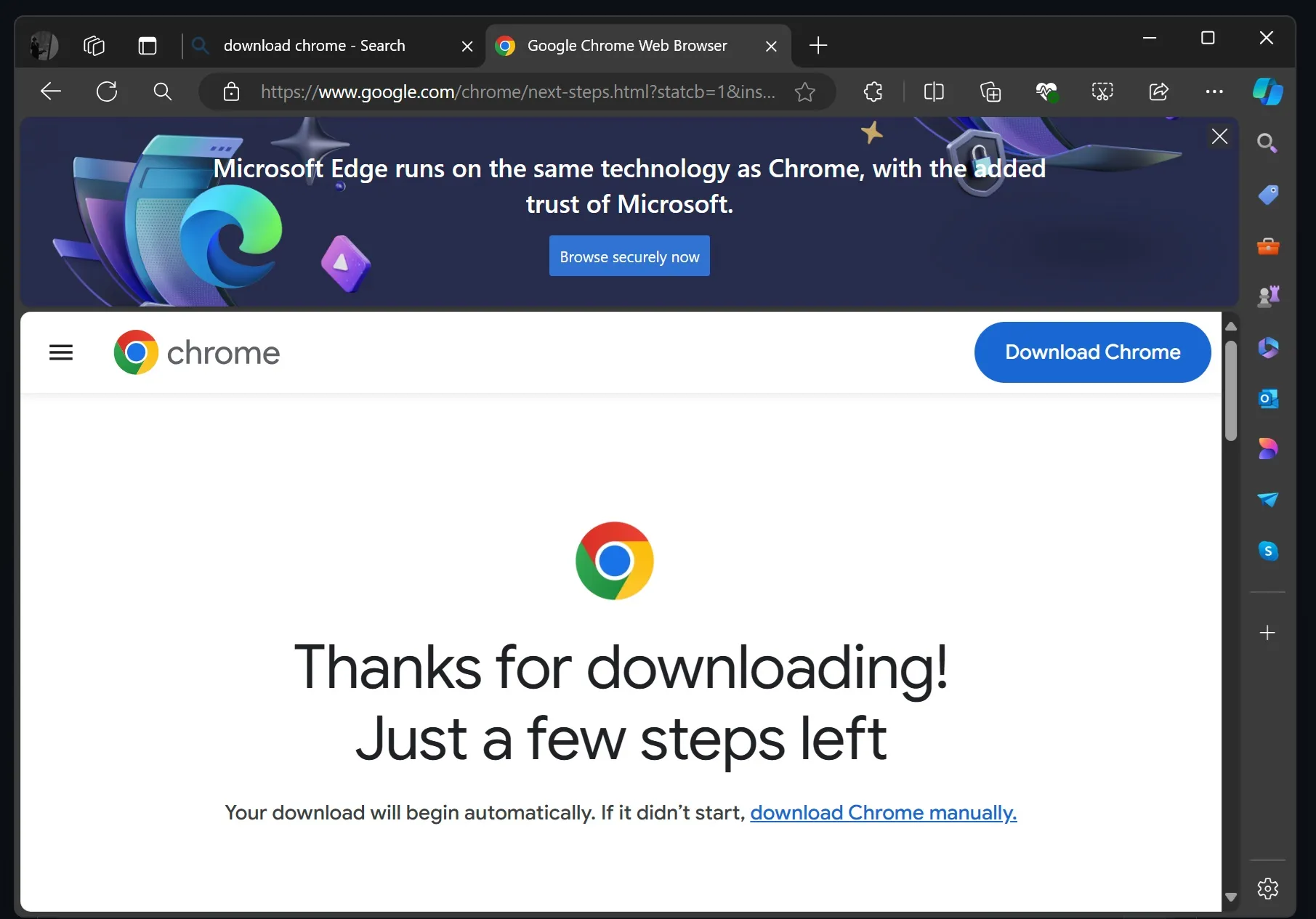 微軟 Edge 與Google Chrome