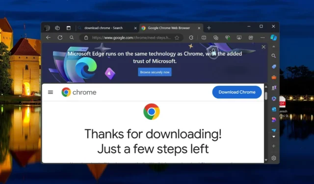 Microsoft Edge möchte aggressiv, dass Sie Chrome unter Windows 11 aufgeben
