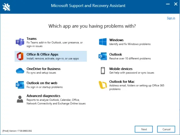 Assistance et récupération Microsoft