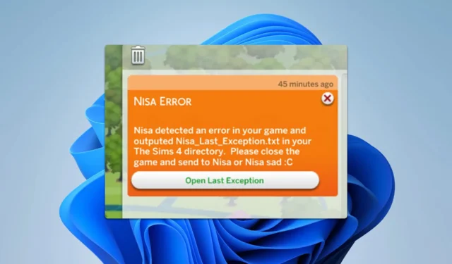 Sims 4의 Nisa 오류: 이 3가지 방법으로 해결하세요