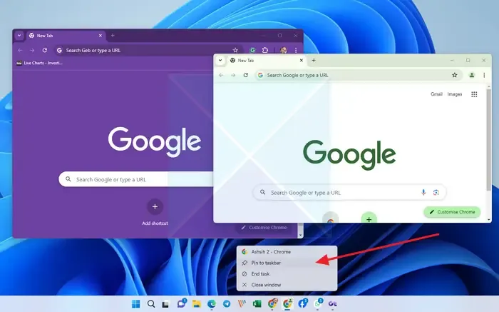 Aggiungi il profilo Chrome alla barra delle applicazioni di Windows