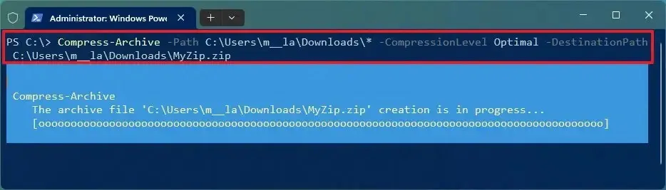 File zip di PowerShell su Windows 11