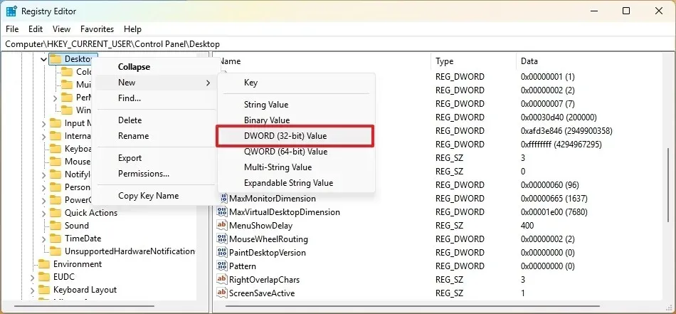 Windows 11 erstellt LogPixels-Registrierung