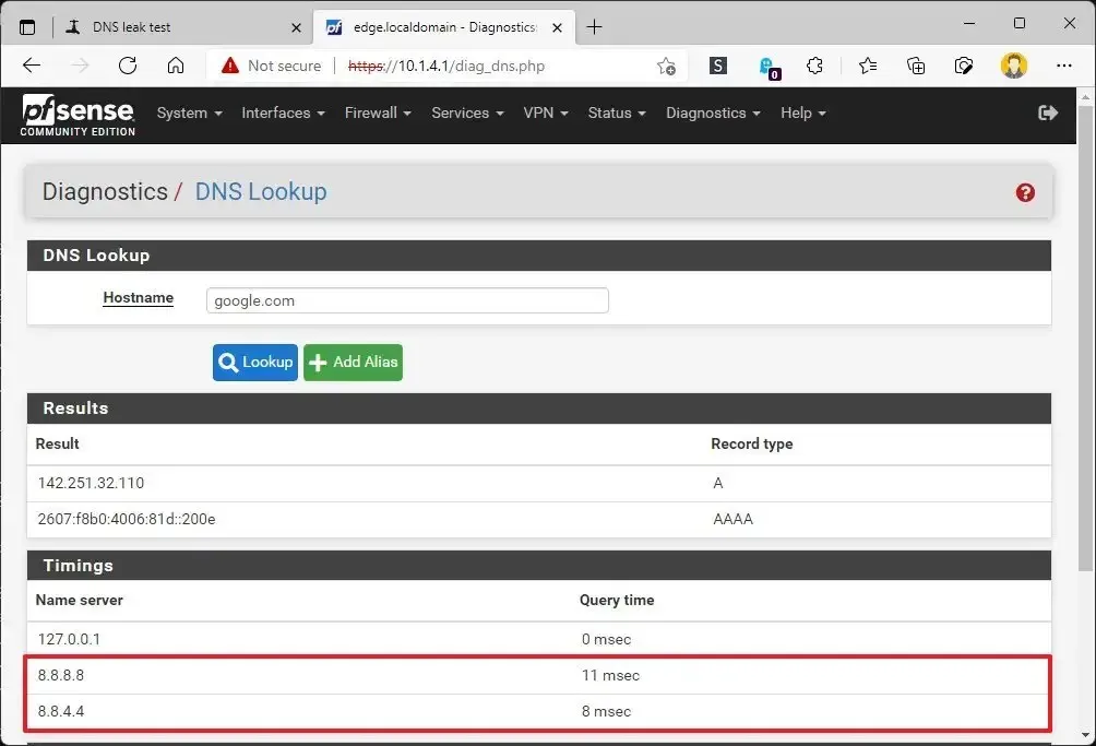 Router DNS-opzoektool