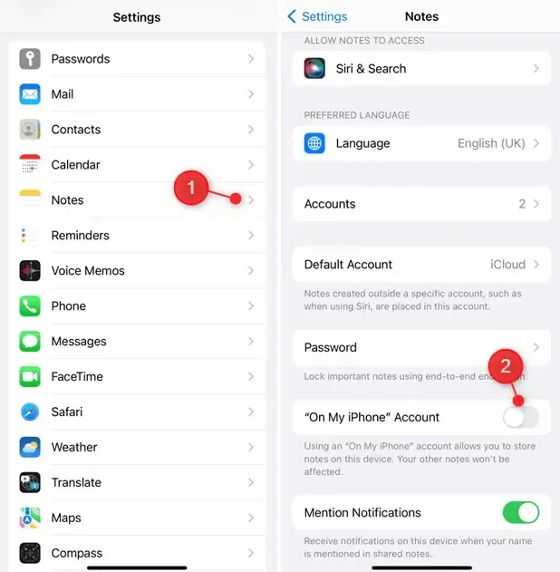 Almacenamiento del iPhone: detener la sincronización de notas con iCloud