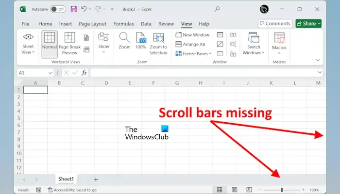 Falta la barra de desplazamiento en Excel