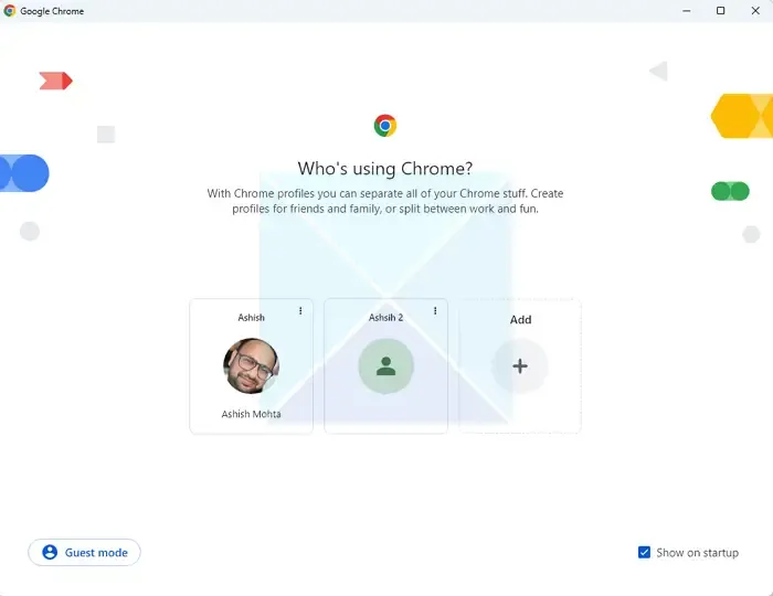 Wählen Sie „Benutzerprofil Chrome“