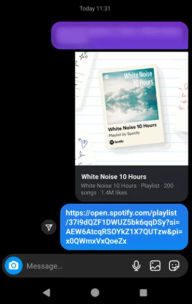 Playlist Spotify partagée sur Instagram.