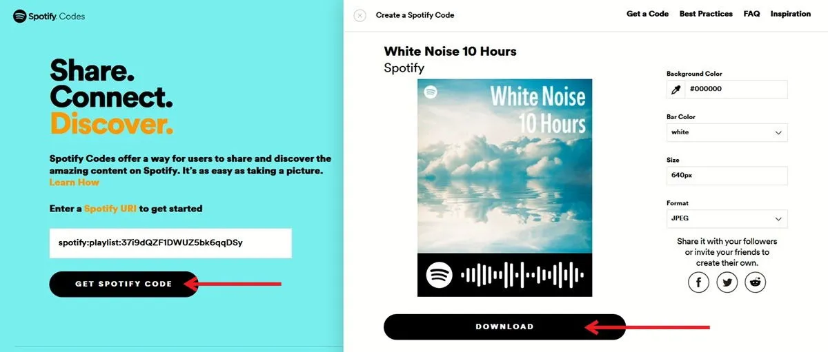 QR-code maken voor Spotify-afspeellijst op pc.