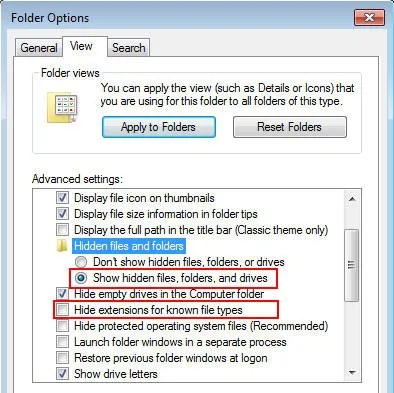 mostrar archivos ocultos windows 7
