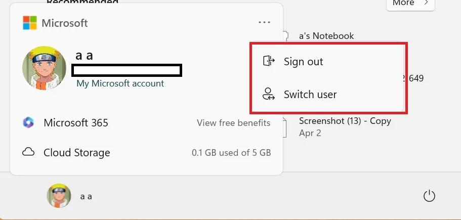 sign out and switch users option moved to context menu inside account manager