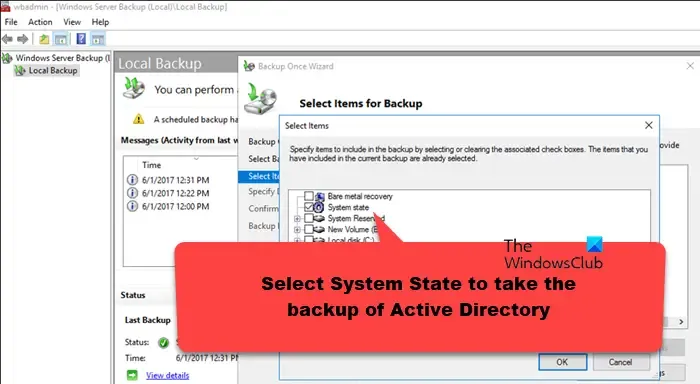 Sichern und Wiederherstellen von Active Directory in Windows Server