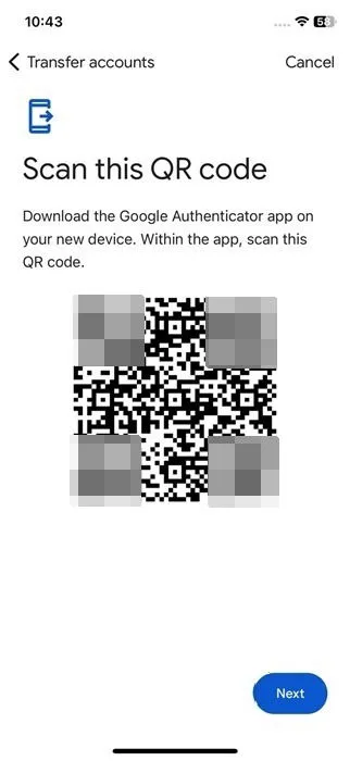 Code QR visible dans l'application Google Authenticator.