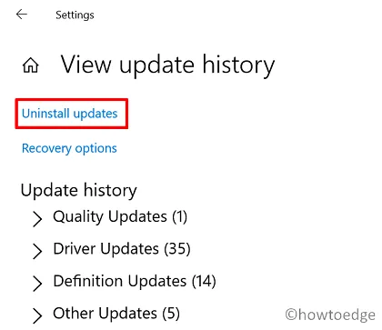 Deinstallieren Sie Windows 10-Updates