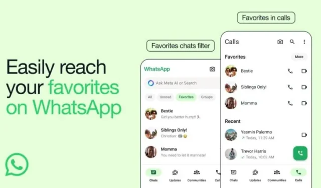 WhatsApp에서 새로운 ‘즐겨찾기’ 채팅 필터를 소개합니다. 즐겨찾기를 추가, 제거 및 구성하는 방법은 다음과 같습니다.